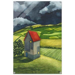Amanda Macgregor - Landscape with Ominous Skies - Original print in Acrylic