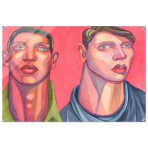 Amanda Macgregor - Double Portrait on Coral - Original print in Acrylic