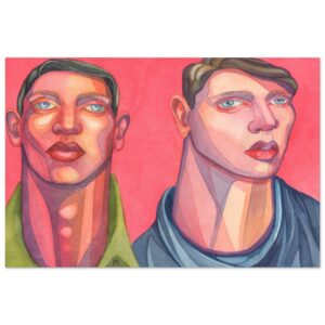 Amanda Macgregor - Double Portrait on Coral - Original Print on Foam